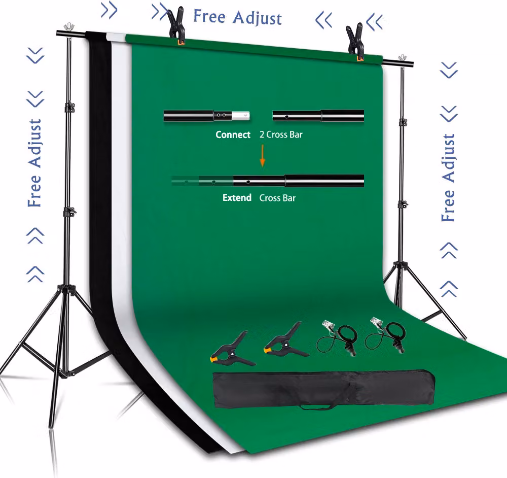 Set di supporti per sfondo fotografico, traversa regolabile, uso multifunzionale, estensibile, 3 colori, 2000X3000