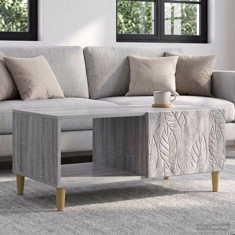 vidaXL Tavolino da salotto moderno rettangolare in MDF grigio e marrone L/P/H: 90 x 50 x 40 cm