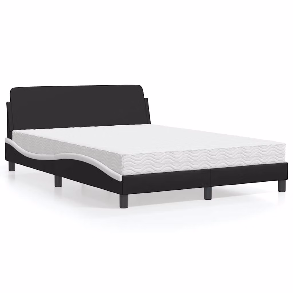 Letto con Materasso Dover vidaXL in Similpelle Nero e Bianco L/P/H: 140 x 190 x 74,5 cm