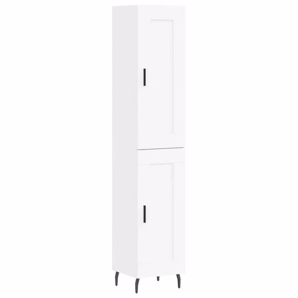 Credenza a muro bianca vidaXL con ante a battente e ripiani interni in legno e metallo L/P/H: 34,5 x 34 x 180 cm – 2
