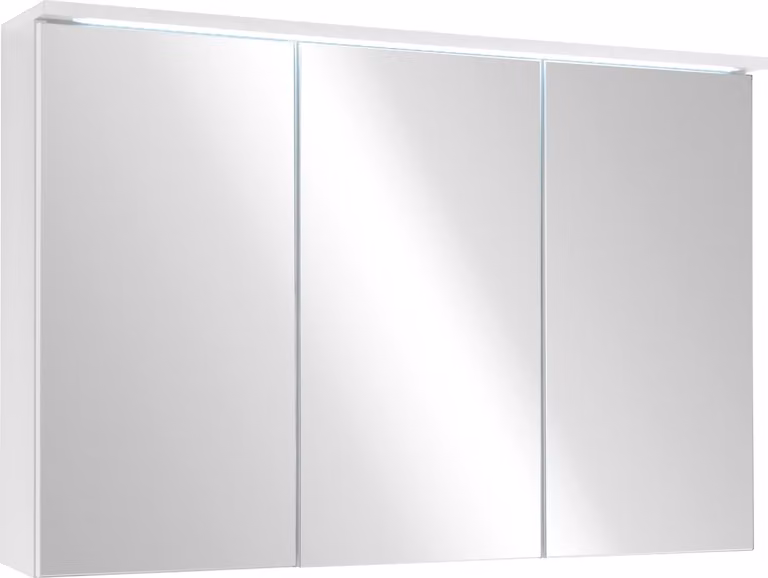 Armadio a specchio - Bianco opaco - L 100 cm - con illuminazione a LED