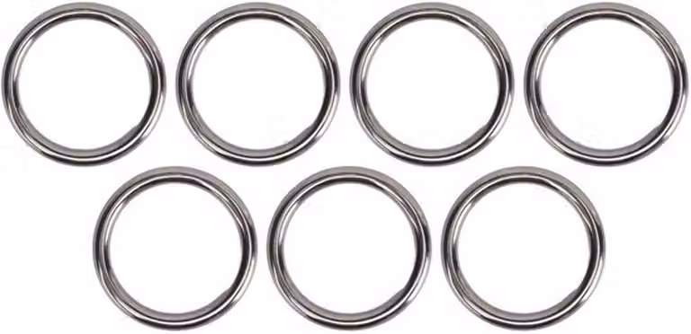 O-ring in acciaio inossidabile 304, dimensioni 1,6/2 pollici - Set di 7 pezzi - Resistenti agli urti - Multifunzionali - Ideali per cerchi da ginnastica/yoga - Anelli metallici