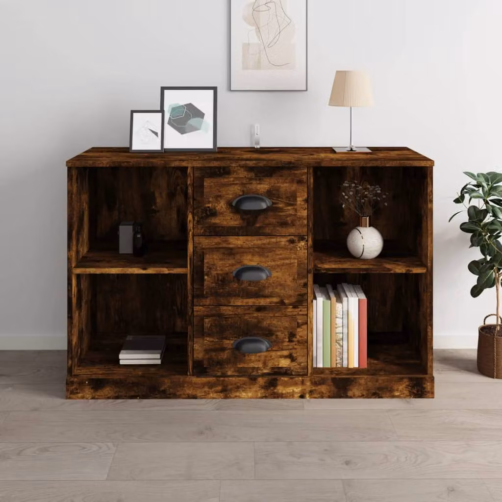 Credenza vidaXL in Rovere Fumo e Legno Multistrato, L 104,5 x P 35,5 x H 67,5 cm