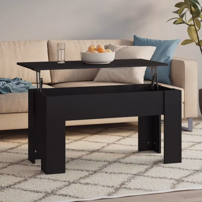 Tavolino The Living Store nero 101x49x52 cm in materiale ligneo
