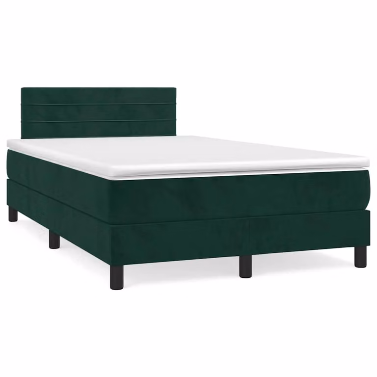 Letto Ibrido con Materasso e Illuminazione LED vidaXL in Velluto Verde Scuro L/P/H: 120 x 200 x 78 cm