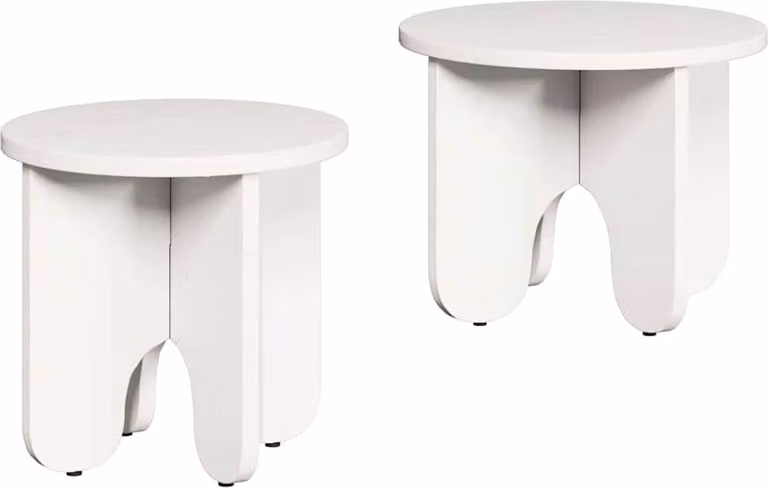 Tavolino da salotto 2 pcs Bianco Legno massello di pino