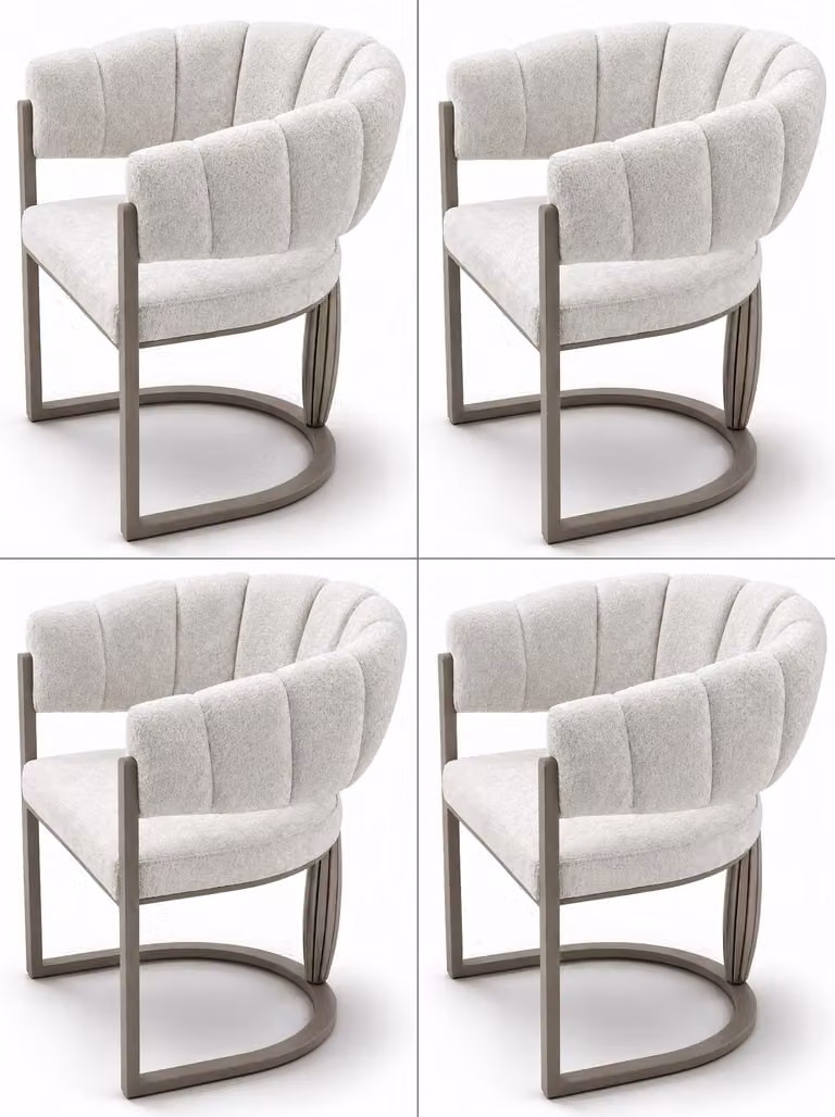 4 sedie da pranzo, confortevoli, bianche, di design, eleganti e moderne