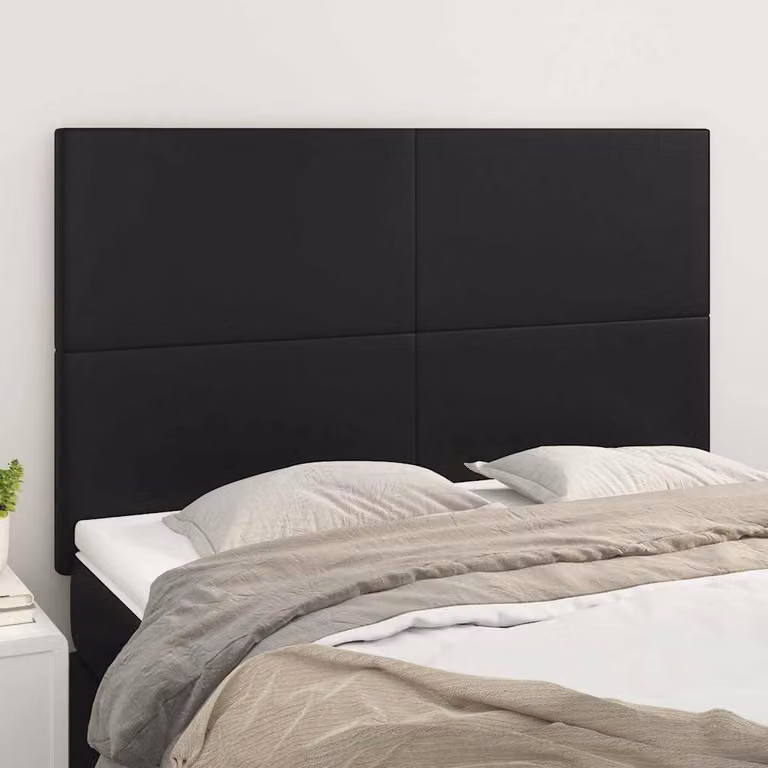 Testiera per letto vidaXL in similpelle nera con pannello imbottito, L: 144 cm, P: 5 cm, H: 118/128 cm