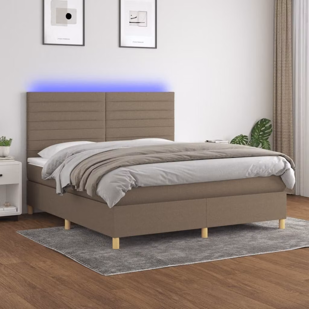 Maison Exclusive - Letto a Molle con Materasso e LED Tortora 180x200 cm in Tessuto