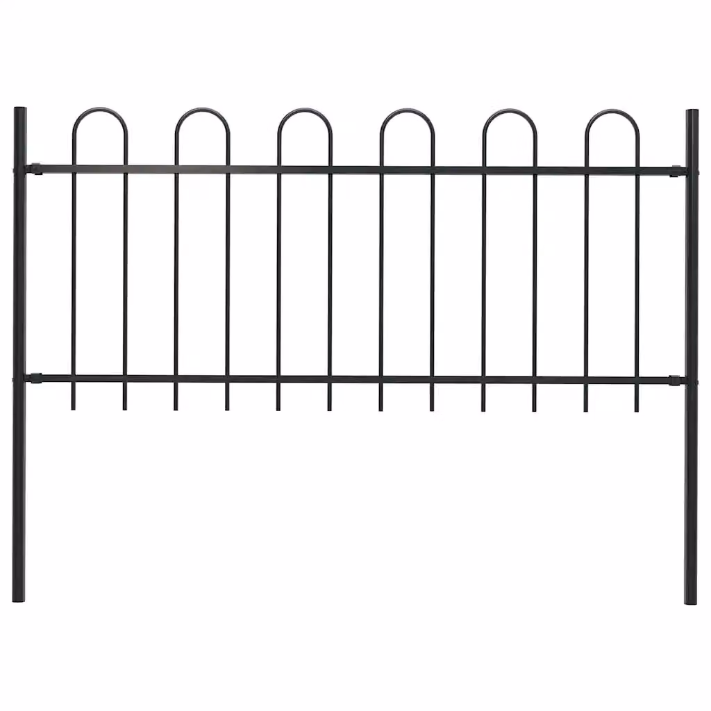 Recinzione da giardino vidaXL BOXTEL in acciaio con parte superiore ad anello, colore nero, H: 170 cm, L: 80 cm