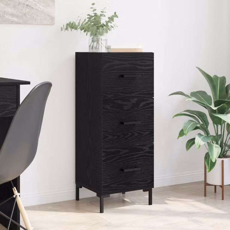 Credenza moderna vidaXL in legno ingegnerizzato MDF, colore nero e marrone, L/P/H: 34,5 x 34 x 90 cm