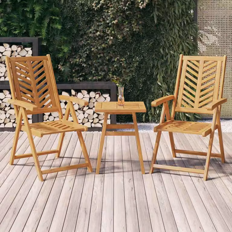 Set di 2 sedie da giardino reclinabili vidaXL in legno di acacia oliato marrone con braccioli