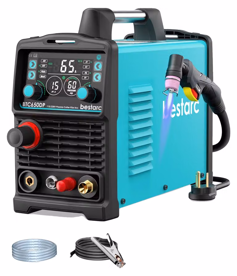 Taglierina al plasma, inverter IGBT 65A, tecnologia a sensori, materiali di consumo in bundle