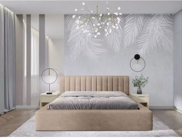Letto contenitore CERVIN Meublorama in velluto beige con rete sollevabile L/P: 160 x 200 cm – 1