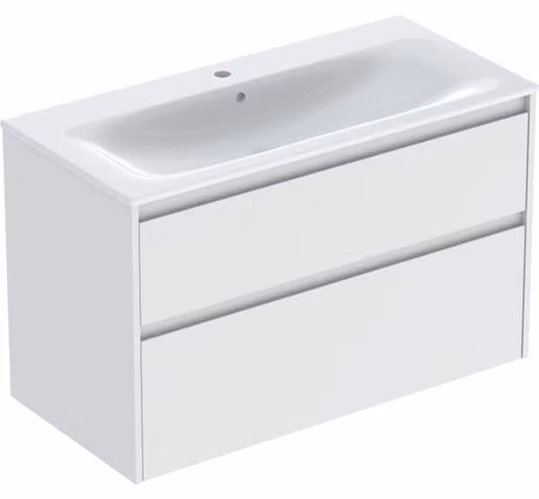Geberit Renova Plan Ensemble lavabo pour meuble bord étroit, avec meuble sous lavabo, 2 tiroirs, 100x62,1x48cm, 504.041.00.1, 504.041.00.1