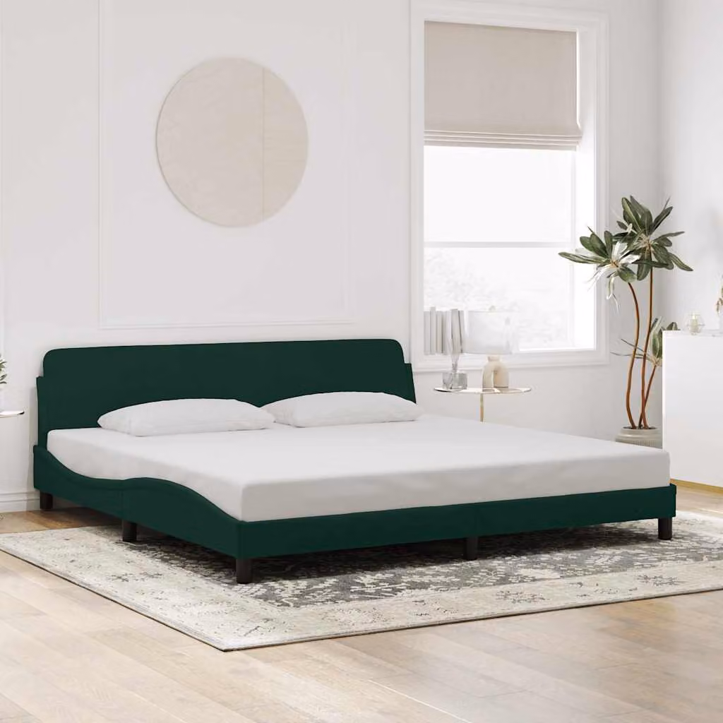 vidaXL Giroletto Dover in Velluto Verde con Struttura in Legno e Metallo L: 200 cm, P: 200 cm, H: 74,5 cm