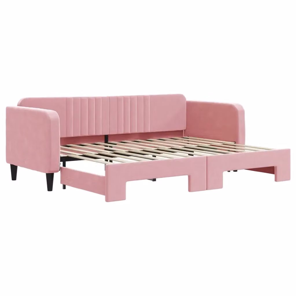 Divano Letto con Letto Estraibile vidaXL in Velluto Rosa per Soggiorno e Camera da Letto L/P/H: 223 x 90 x 75 cm – 2