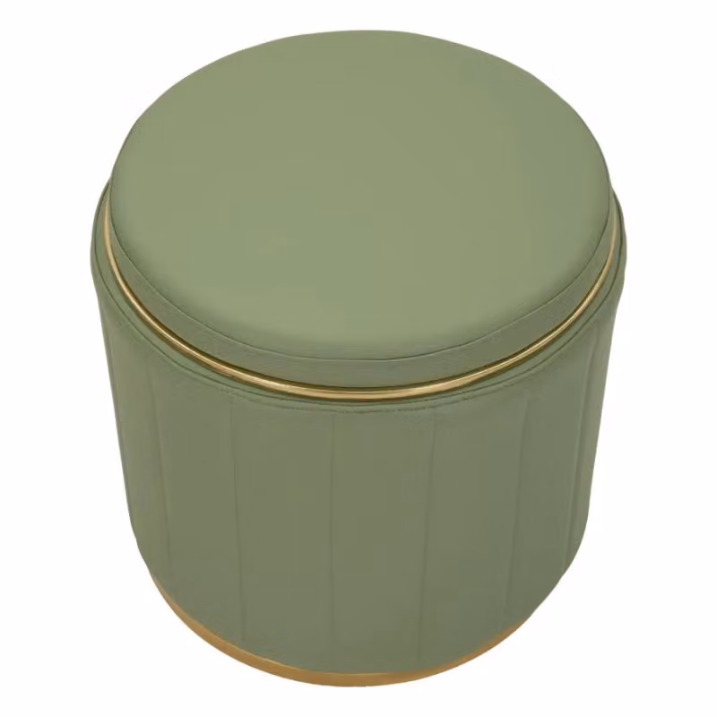 Puff con Contenitore London Mauro Ferretti Verde con dettagli Oro ø 46,5 x H 44 cm – 2