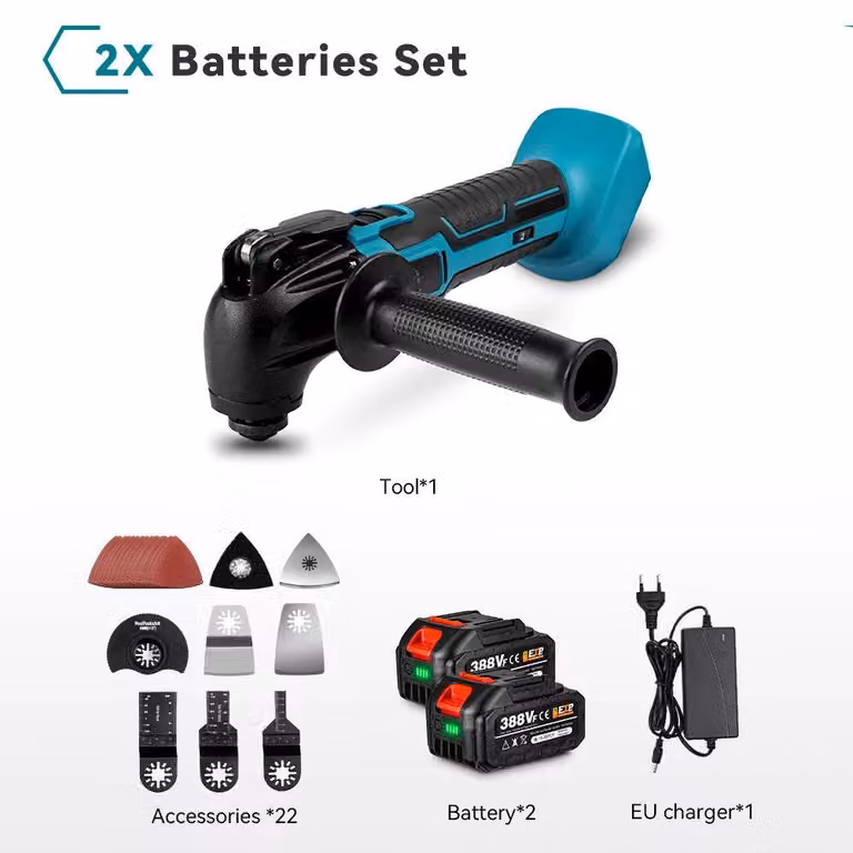 Multitool oscillante - Multitool a batteria - Seghetto elettrico - 600W - Dispositivo multifunzione per rifinitura e levigatura - 6 velocità - 18V