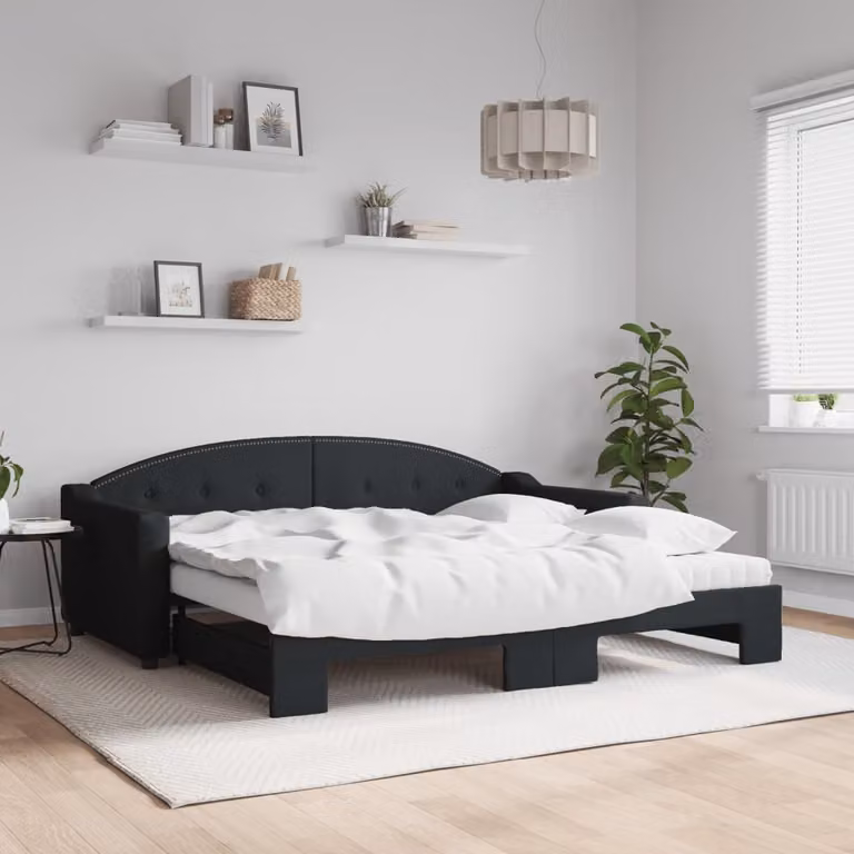 Maison Exclusive - Divano letto estraibile con materassi, nero, 90x190 cm, tessuto