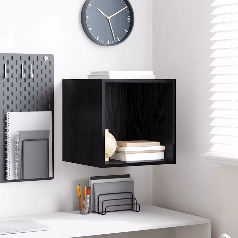 Armadietto a muro vidaXL in MDF Rovere Nero con ripiani interni, L/P/H: 37 x 37 x 37 cm