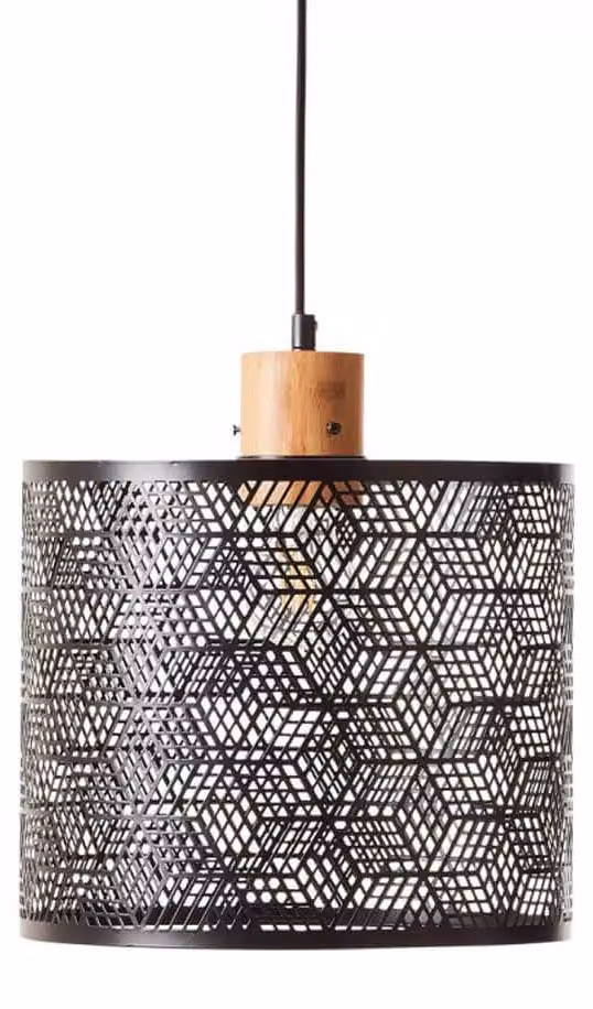 Lampada a sospensione Brilliant Santy, metallo nero/naturale, 1x A60, E27, 52 W