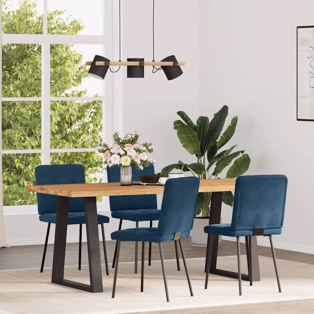 vidaXL Sedie da Pranzo 4 pz Blu in Velluto