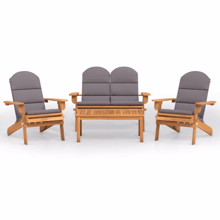 Set Salotto da Giardino Adirondack 4pz Legno Massello di Acacia