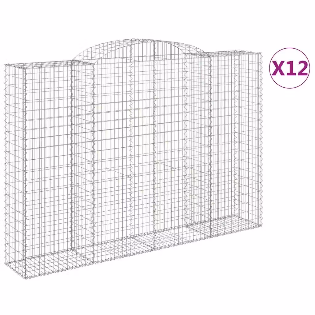 Set di 12 Cesti Gabbioni ad Arco Videx in Acciaio Zincato Argento L: 300 cm, P: 50 cm, H: 200/220 cm – 2