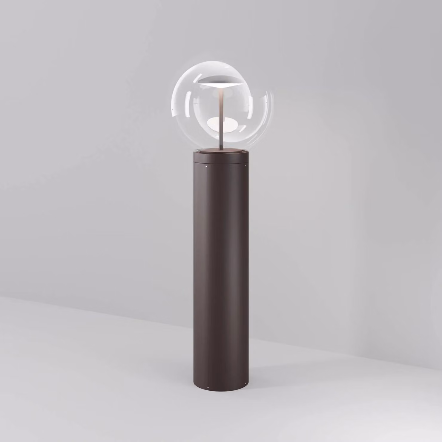 Maytoni Lampione a LED Velora, marrone, altezza 60 cm, metallo/vetro, IP65 Velora, Marrone / Ruggine, Metallo, Moderno