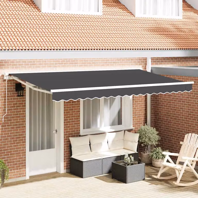 Tenda da sole semi-cassonabile vidaXL in alluminio e poliestere, colore antracite e bianco, L: 400 cm x H: 200 cm
