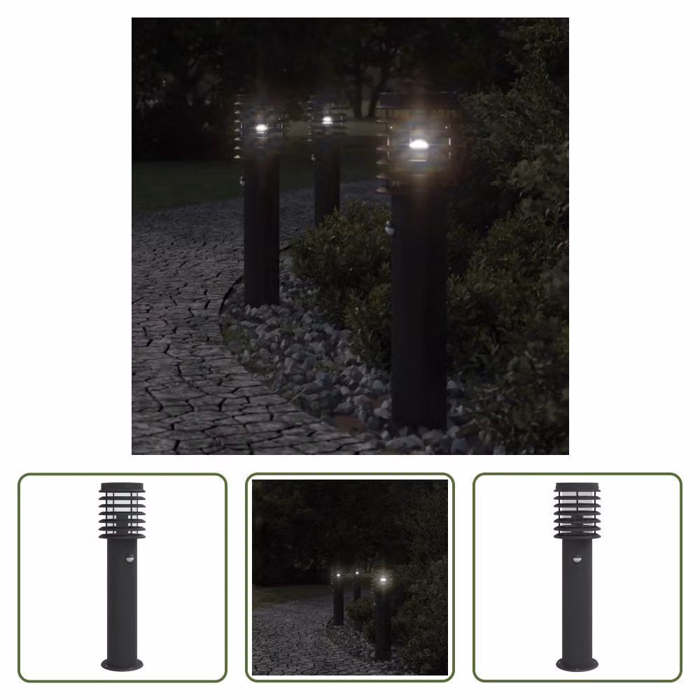 The Living Store: lampada da percorso con sensore di movimento, nera, 60 cm, acciaio inossidabile