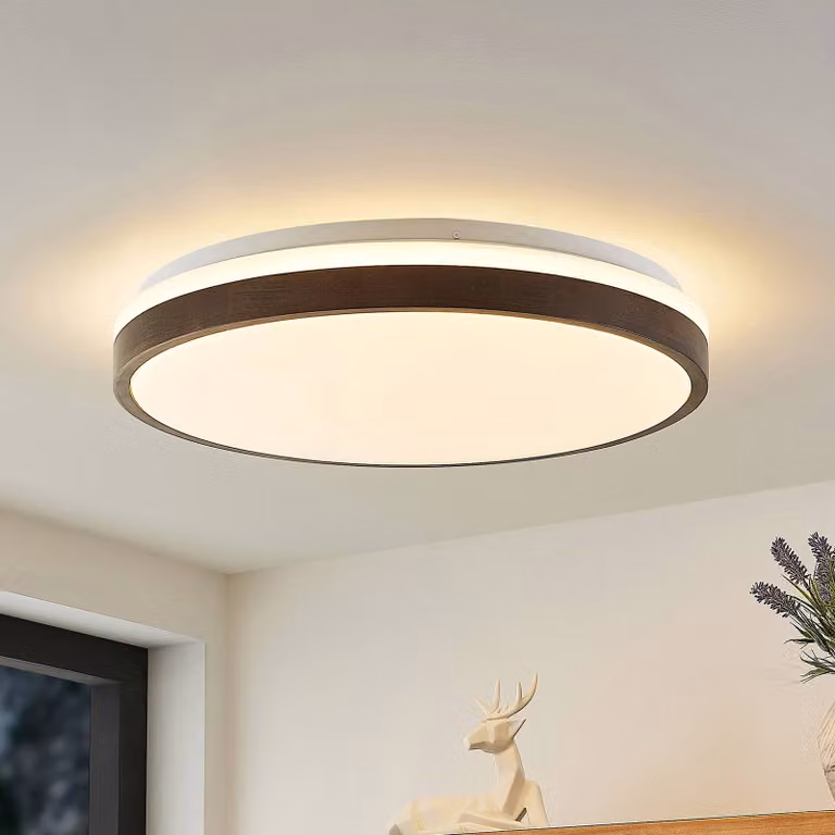 Plafoniera a LED Hudsona Lindby, dimmerabile, Legno scuro, Soggiorno / Sala da pranzo, Legno, Moderno, Plafoniera LED