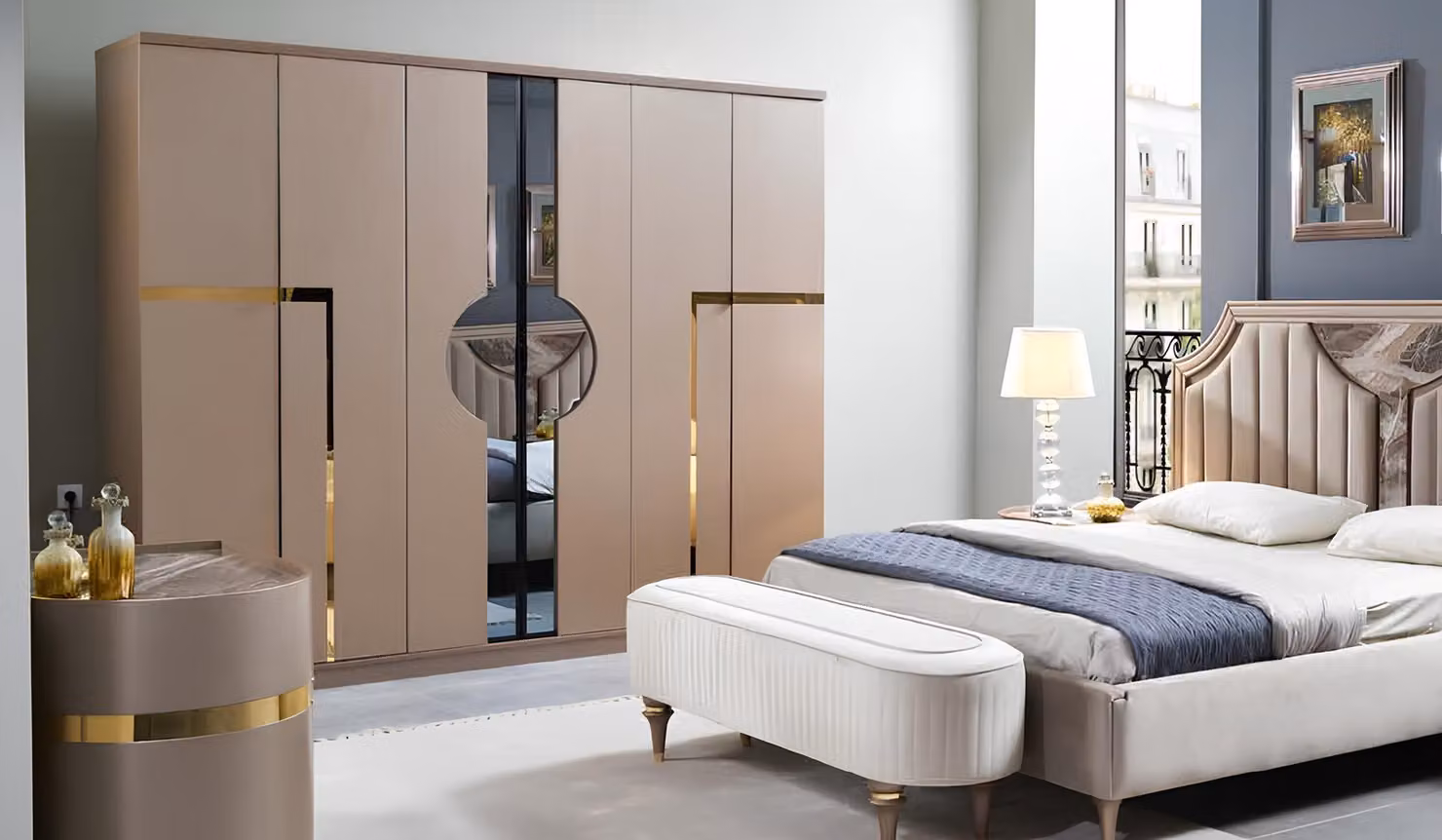 Armadio Armadio per la camera da letto Armadi in legno in stile italiano
