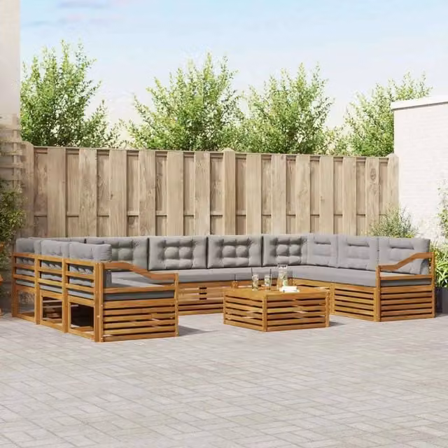 Set di 10 divani da esterno moderni vidaXL in legno di acacia grigio