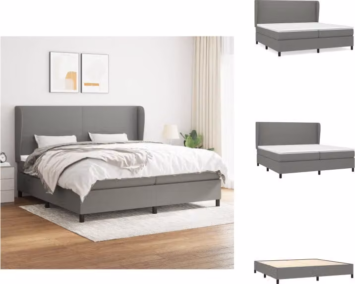 vidaXL Letto a molle con materasso grigio scuro 200x200 cm in tessuto - Letti & strutture letto