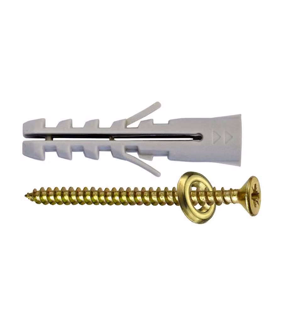 Tasselli nylon Diam. 6 x 30 mm. + viti e rondella ottonate 120 pz.
