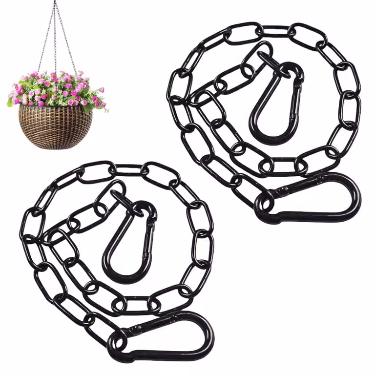 Catena in acciaio inossidabile con gancio a scatto, confezione da 2 pezzi, lunghezza 60 cm, spessore 3 mm, portata 40 kg