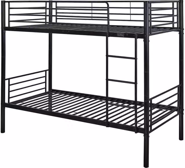 Letto a castello ADAM in metallo nero per camera da letto e cameretta, dimensioni 90x190 cm
