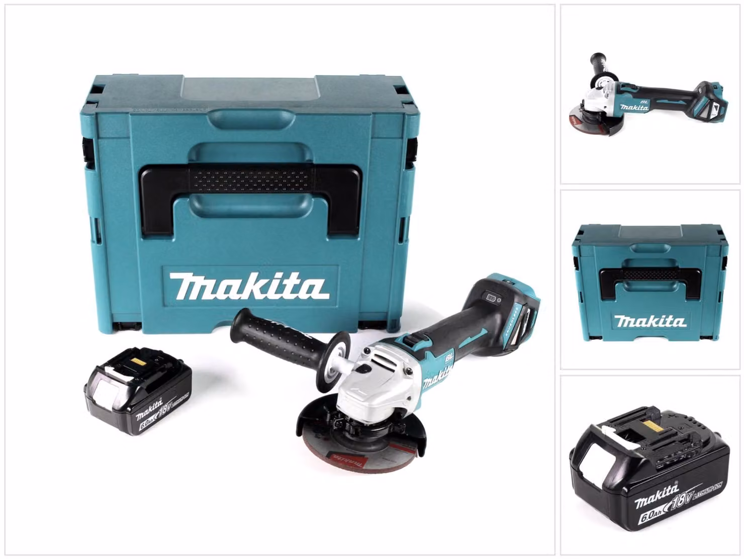 Smerigliatrice angolare a batteria Makita DGA 511 G1J 18V 125mm brushless + 1x batteria ricaricabile 6.0Ah + Makpac - senza caricabatterie
