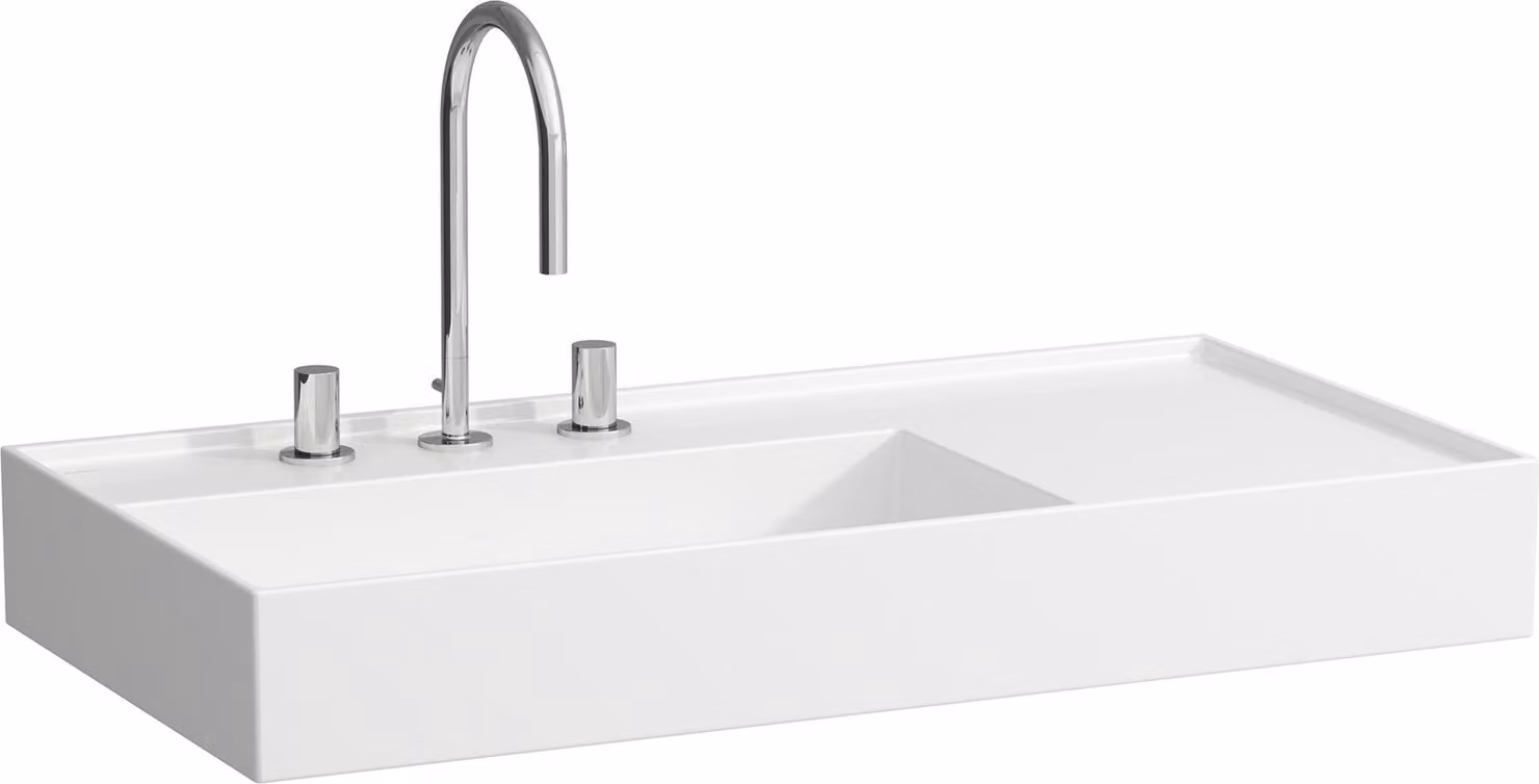LAUFEN Kartell lavabo à poser, tablette à droite, 3 trous pour robinetterie, sans trop-plein, 900x460mm, H818338A001581, H818338A001581