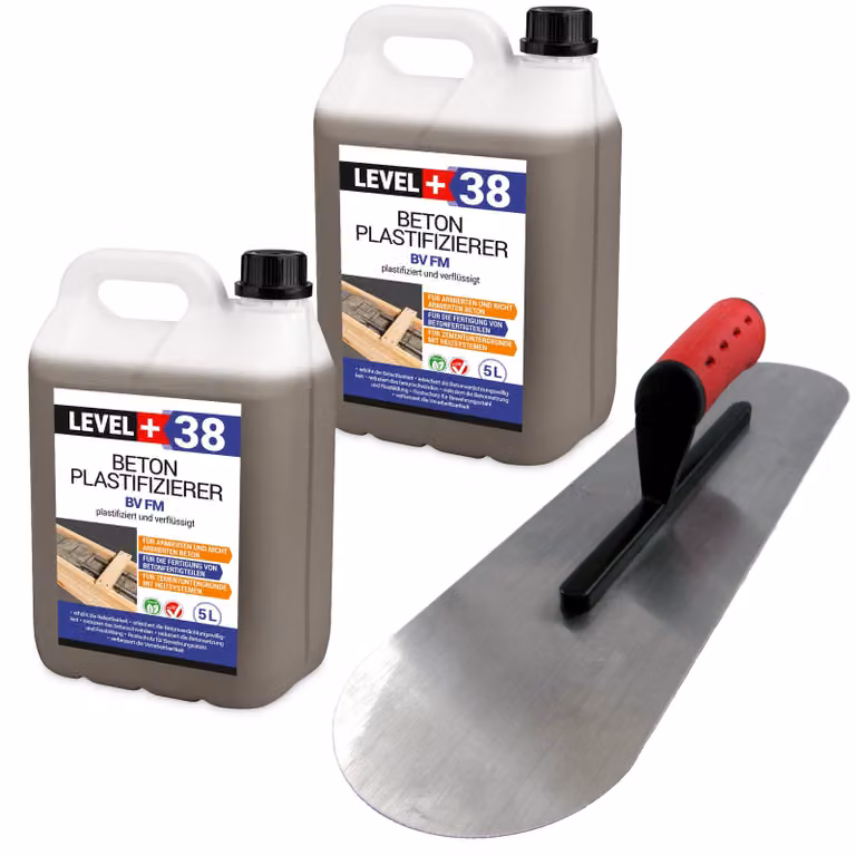 Set PROFI fluidificante per calcestruzzo 10 L, spatola da pavimentazione professionale a doppia faccia semicircolare SET351