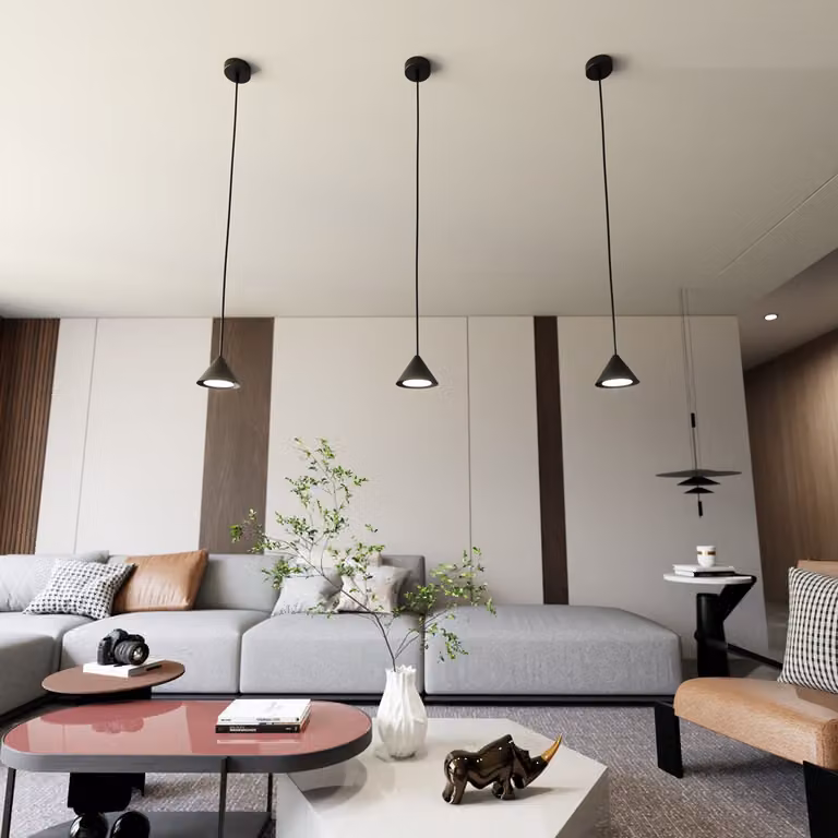 Lampada a sospensione nera con piccolo paralume conico, regolabile, ELIT 1xGX53 12W Emibig