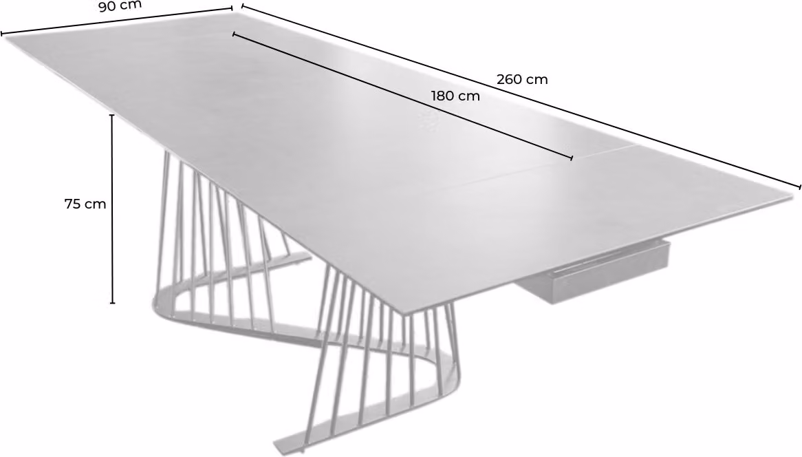 Tavolo da pranzo allungabile KAWOLA ELOISE in ceramica 180x90cm