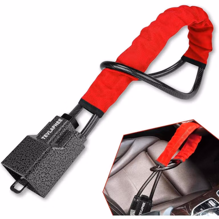 Bloccasterzo per auto, sistema antifurto, robusto, universale, 3 chiavi, colore rosso