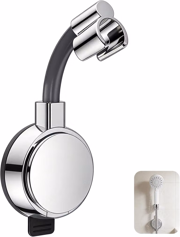Supporto per soffione doccia con ventosa - Non richiede forature - Supporto per soffione doccia regolabile a 720° - Potente sistema di fissaggio (capacità di carico: 100 kg)