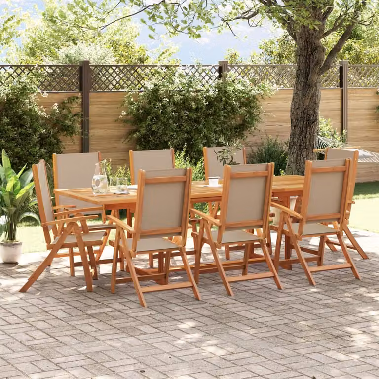 Maison Exclusive - Set da pranzo da giardino da 9 pezzi in legno massello di acacia e Textilene