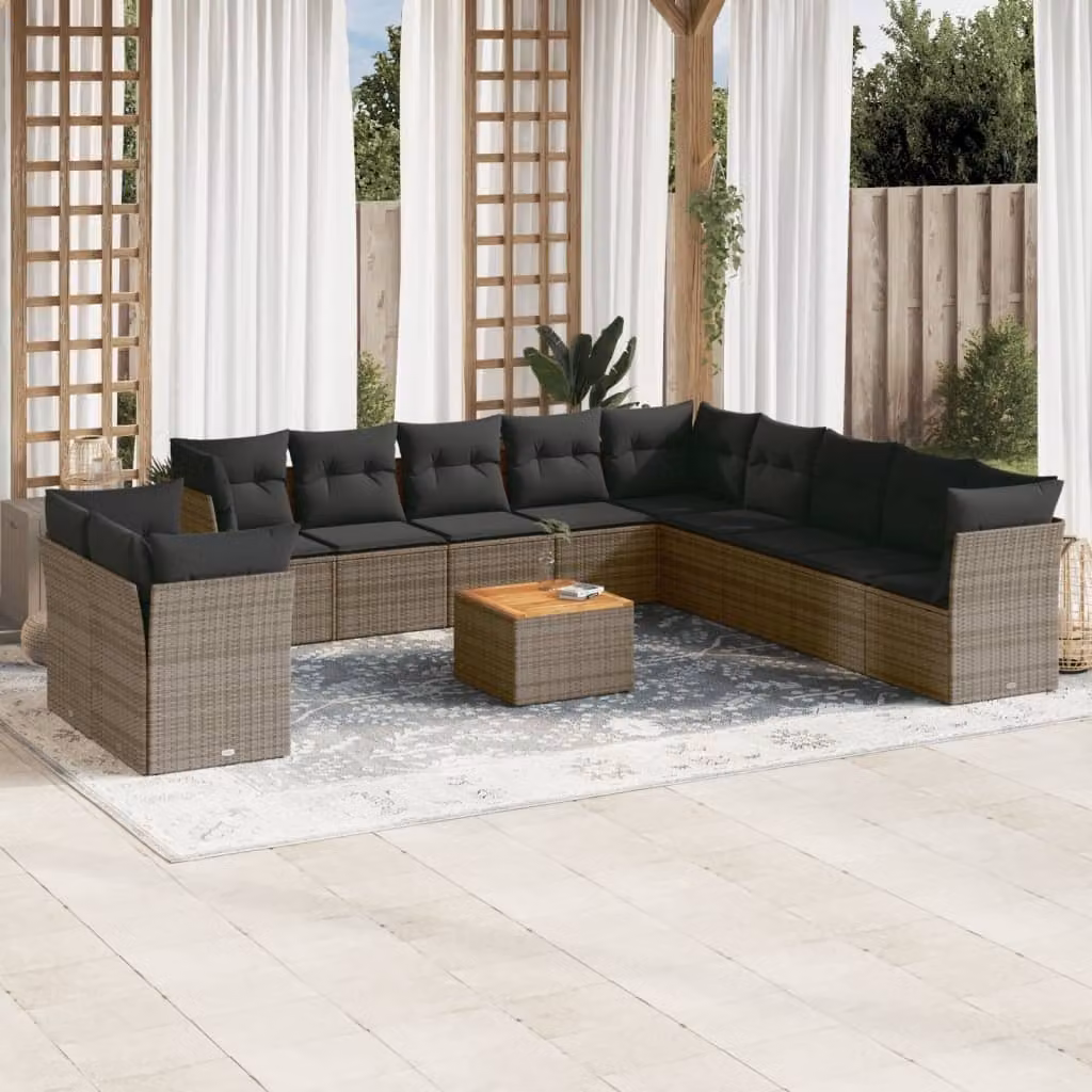 Maison Exclusive - Set Divani da Giardino 12 pz con Cuscini Grigio in Polyrattan