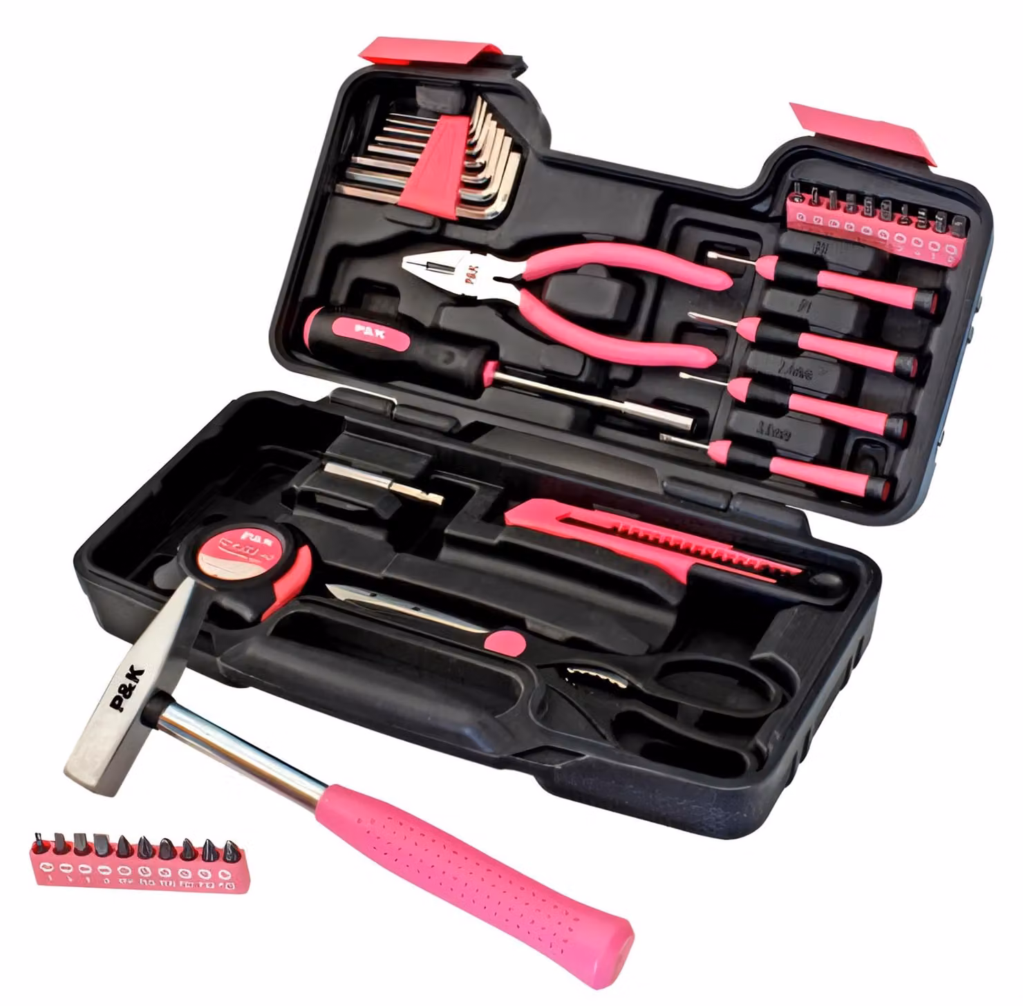 Set di 39 utensili in una custodia rosa