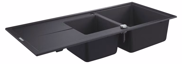 Lavello composito K400 31643 2 vasche 1160x500mm con ATF re/li granito nero